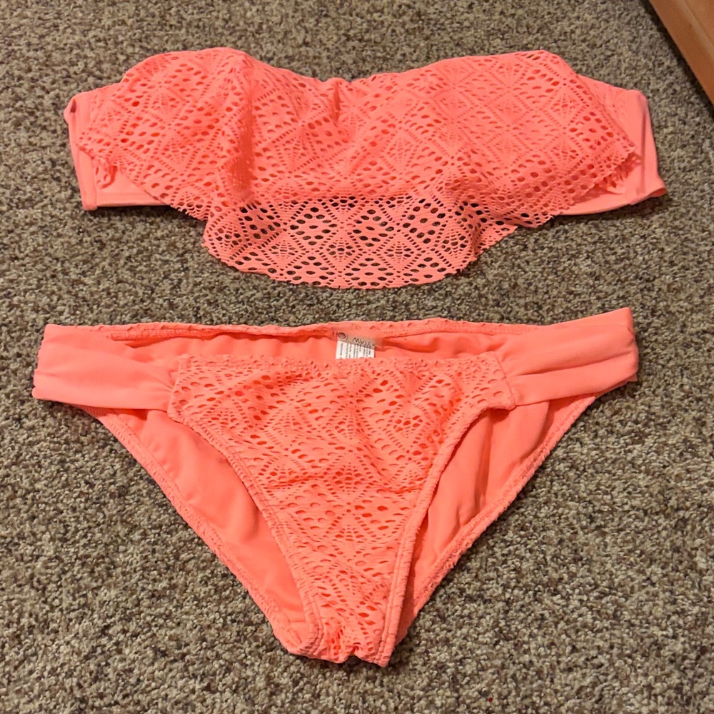 Hot Water Coral Lace Bikini Set